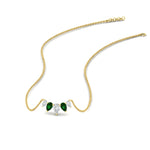 Load image into Gallery viewer, half-carat-pear-shape-diamond-graduating-necklace-with-emerald-in-yellow-gold-FD-PD11130PE-0.50CT-GEMGR-NL-YG