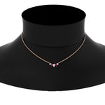 Load image into Gallery viewer, half-carat-pear-shape-diamond-graduating-necklace-with-pink-sapphire-in-rose-gold-FD-PD11130PE-0.50CT-GSADRPINECK-NL-RG