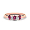 Load image into Gallery viewer, half-carat-pink-sapphire-teardrop-5-stone-wedding-band-in-rose-gold-fdwb8008pegsadrpisleep-0.50ct-nl-rg.jpg
