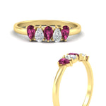 Load image into Gallery viewer, half-carat-pink-sapphire-teardrop-5-stone-wedding-band-in-yellow-gold-fdwb8008pegsadrpiangle3-0.50ct-nl-yg.jpg