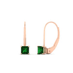 Load image into Gallery viewer, half-carat-princess-cut-emerald-lever-back-earrings-in-rose-gold-FDEAR9225PRGEMGR-0.50CT-NL-RG