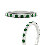 Load image into Gallery viewer, half-carat-round-emerald-delicate-band-in-white-gold-FD8370GEMGRANGLE3-0.50CT-NL-WG.jpg
