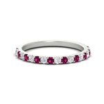 Load image into Gallery viewer, half-carat-round-pink-sapphire-delicate-band-in-white-gold-FD8370GSADRPI-0.50CT-NL-WG.jpg