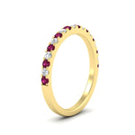 Load image into Gallery viewer, half-carat-round-pink-sapphire-delicate-band-in-yellow-gold-FD8370GSADRPIANGLE2-0.50CT-NL-YG.jpg