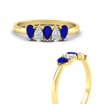 Load image into Gallery viewer, half-carat-sapphire-teardrop-5-stone-wedding-band-in-yellow-gold-fdwb8008pegsablangle3-0.50ct-nl-yg.jpg