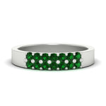 Load image into Gallery viewer, half-carat-two-row-round-emerald-wedding-band-in-white-gold-FD11382BGEMGR-0.50CT-NL-WG