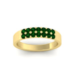 Load image into Gallery viewer, half-carat-two-row-round-emerald-wedding-band-in-yellow-gold-FD11382BGEMGRANGLE5-0.50CT-NL-YG