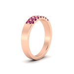 Load image into Gallery viewer, half-carat-two-row-round-pink-sapphire-wedding-band-in-rose-gold-FD11382BGSADRPIANGLE2-0.50CT-NL-RG