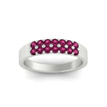 Load image into Gallery viewer, half-carat-two-row-round-pink-sapphire-wedding-band-in-white-gold-FD11382BGSADRPIANGLE5-0.50CT-NL-WG