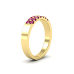 Load image into Gallery viewer, half-carat-two-row-round-pink-sapphire-wedding-band-in-yellow-gold-FD11382BGSADRPIANGLE2-0.50CT-NL-YG