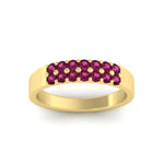 Load image into Gallery viewer, half-carat-two-row-round-pink-sapphire-wedding-band-in-yellow-gold-FD11382BGSADRPIANGLE5-0.50CT-NL-YG