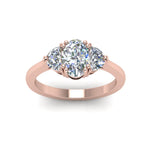 Load image into Gallery viewer, Oval Cut Half Moon 3 Stone Engagement Ring