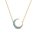 Load image into Gallery viewer, half-moon-necklace-diamond-pendant-with-blue-topaz-in-FDPD9197GICBLTOANGLE1-NL-YG