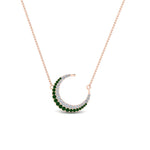 Load image into Gallery viewer, half-moon-necklace-diamond-pendant-with-emerald-in-FDPD9197GEMGRANGLE1-NL-RG