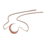 Load image into Gallery viewer, half-moon-necklace-diamond-pendant-with-orange-sapphire-in-FDPD9197GSAORANGLE1-NL-RG