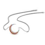 Load image into Gallery viewer, half-moon-necklace-diamond-pendant-with-orange-sapphire-in-FDPD9197GSAORANGLE1-NL-WG