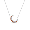 Load image into Gallery viewer, half-moon-necklace-diamond-pendant-with-orange-sapphire-in-FDPD9197GSAORANGLE1-NL-WG