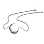 Load image into Gallery viewer, half-moon-necklace-diamond-pendant-with-pink-sapphire-in-FDPD9197GSADRPIANGLE1-NL-WG