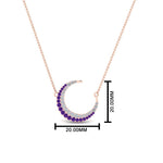 Load image into Gallery viewer, half-moon-necklace-diamond-pendant-with-purple-topaz-in-FDPD9197GVITOANGLE1-NL-RG