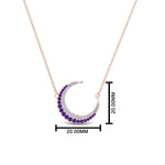 Load image into Gallery viewer, half-moon-necklace-diamond-pendant-with-purple-topaz-in-FDPD9197GVITOANGLE1-NL-RG