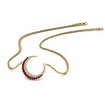 Load image into Gallery viewer, half-moon-necklace-diamond-pendant-with-ruby-in-FDPD9197GRUDRANGLE1-NL-YG