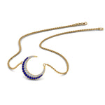 Load image into Gallery viewer, half-moon-necklace-diamond-pendant-with-sapphire-in-FDPD9197GSABLANGLE1-NL-YG