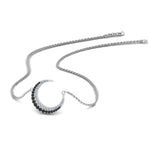 Load image into Gallery viewer, half-moon-necklace-pendant-with-black-diamond-in-FDPD9197GBLACKANGLE1-NL-WG
