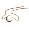 Load image into Gallery viewer, half-moon-necklace-pendant-with-black-diamond-in-FDPD9197GBLACKANGLE1-NL-YG