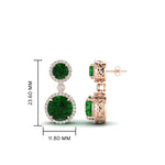 Load image into Gallery viewer, halo-round-emerald-two-stone-drop-earrings-in-rose-gold-FD-EAR11203GEMGR-NL-RG