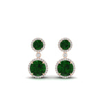 Load image into Gallery viewer, halo-round-emerald-two-stone-drop-earrings-in-rose-gold-FD-EAR11203GEMGR-NL-RG