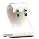 Load image into Gallery viewer, halo-round-emerald-two-stone-drop-earrings-in-rose-gold-FD-EAR11203GEMGR-NL-RG