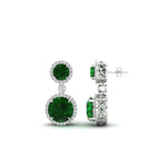 Load image into Gallery viewer, halo-round-emerald-two-stone-drop-earrings-in-white-gold-FD-EAR11203GEMGR-NL-WG
