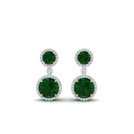 Load image into Gallery viewer, halo-round-emerald-two-stone-drop-earrings-in-white-gold-FD-EAR11203GEMGR-NL-WG