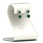 Load image into Gallery viewer, halo-round-emerald-two-stone-drop-earrings-in-white-gold-FD-EAR11203GEMGR-NL-WG