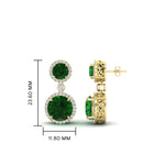 Load image into Gallery viewer, halo-round-emerald-two-stone-drop-earrings-in-yellow-gold-FD-EAR11203GEMGR-NL-YG