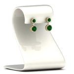 Load image into Gallery viewer, halo-round-emerald-two-stone-drop-earrings-in-yellow-gold-FD-EAR11203GEMGR-NL-YG