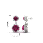 Load image into Gallery viewer, halo-round-pink-sapphire-two-stone-drop-earrings-in-white-gold-FD-EAR11203GSADRPI-NL-WG
