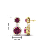 Load image into Gallery viewer, halo-round-pink-sapphire-two-stone-drop-earrings-in-yellow-gold-FD-EAR11203GSADRPI-NL-YG