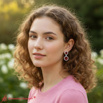 Load image into Gallery viewer, halo-round-ruby-two-stone-drop-earrings-in-rose-gold-FD-EAR11203