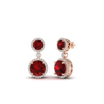 Load image into Gallery viewer, halo-round-ruby-two-stone-drop-earrings-in-rose-gold-FD-EAR11203GRUDR-NL-RG