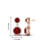 Load image into Gallery viewer, halo-round-ruby-two-stone-drop-earrings-in-rose-gold-FD-EAR11203GRUDR-NL-RG