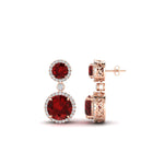 Load image into Gallery viewer, halo-round-ruby-two-stone-drop-earrings-in-rose-gold-FD-EAR11203GRUDR-NL-RG
