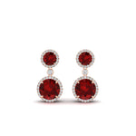 Load image into Gallery viewer, halo-round-ruby-two-stone-drop-earrings-in-rose-gold-FD-EAR11203GRUDR-NL-RG
