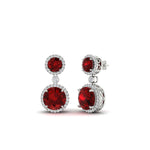 Load image into Gallery viewer, halo-round-ruby-two-stone-drop-earrings-in-white-gold-FD-EAR11203GRUDR-NL-WG