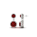 Load image into Gallery viewer, halo-round-ruby-two-stone-drop-earrings-in-white-gold-FD-EAR11203GRUDR-NL-WG