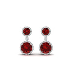 Load image into Gallery viewer, halo-round-ruby-two-stone-drop-earrings-in-white-gold-FD-EAR11203GRUDR-NL-WG