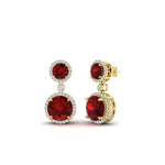 Load image into Gallery viewer, halo-round-ruby-two-stone-drop-earrings-in-yellow-gold-FD-EAR11203GRUDR-NL-YG