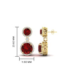 Load image into Gallery viewer, halo-round-ruby-two-stone-drop-earrings-in-yellow-gold-FD-EAR11203GRUDR-NL-YG