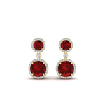 Load image into Gallery viewer, halo-round-ruby-two-stone-drop-earrings-in-yellow-gold-FD-EAR11203GRUDR-NL-YG