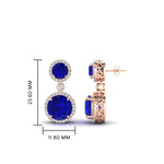 Load image into Gallery viewer, halo-round-sapphire-two-stone-drop-earrings-in-rose-gold-FD-EAR11203GSABL-NL-RG